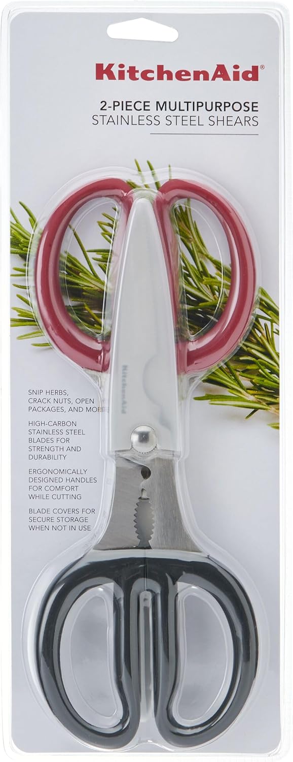 KitchenAid All Purpose Kitchen Shears with Protective Sheath for Everyday use, Dishwasher Safe Stainless Steel Scissors with Comfort Grip, 8.72-Inch, Black