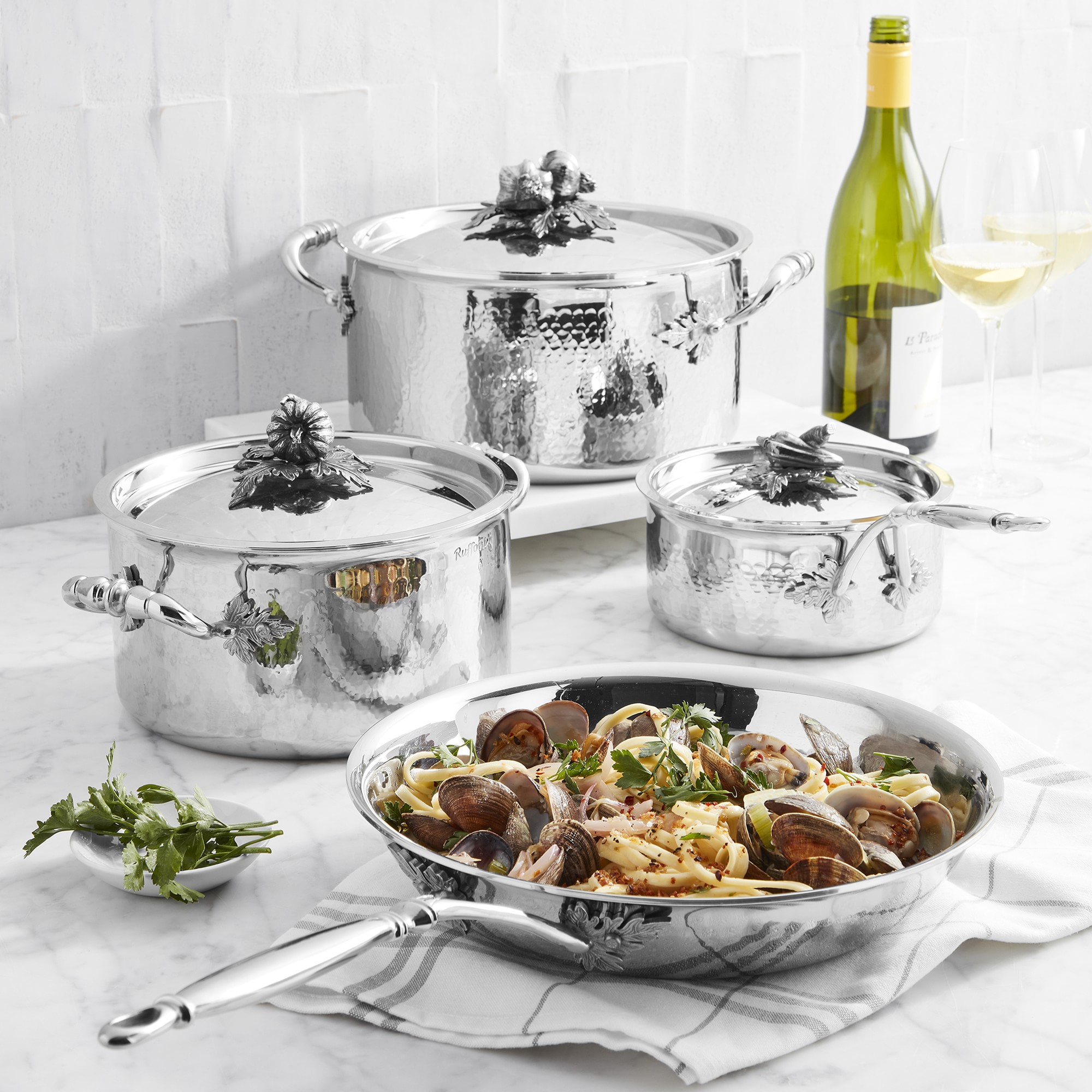 Ruffoni Opus Prima Hammered Stainless Steel 7-Piece Cookware Set