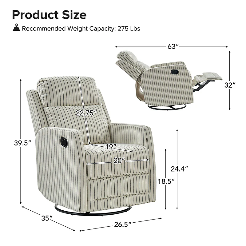 Flora Swivel Rocker Recliner with Comfort and flexibility