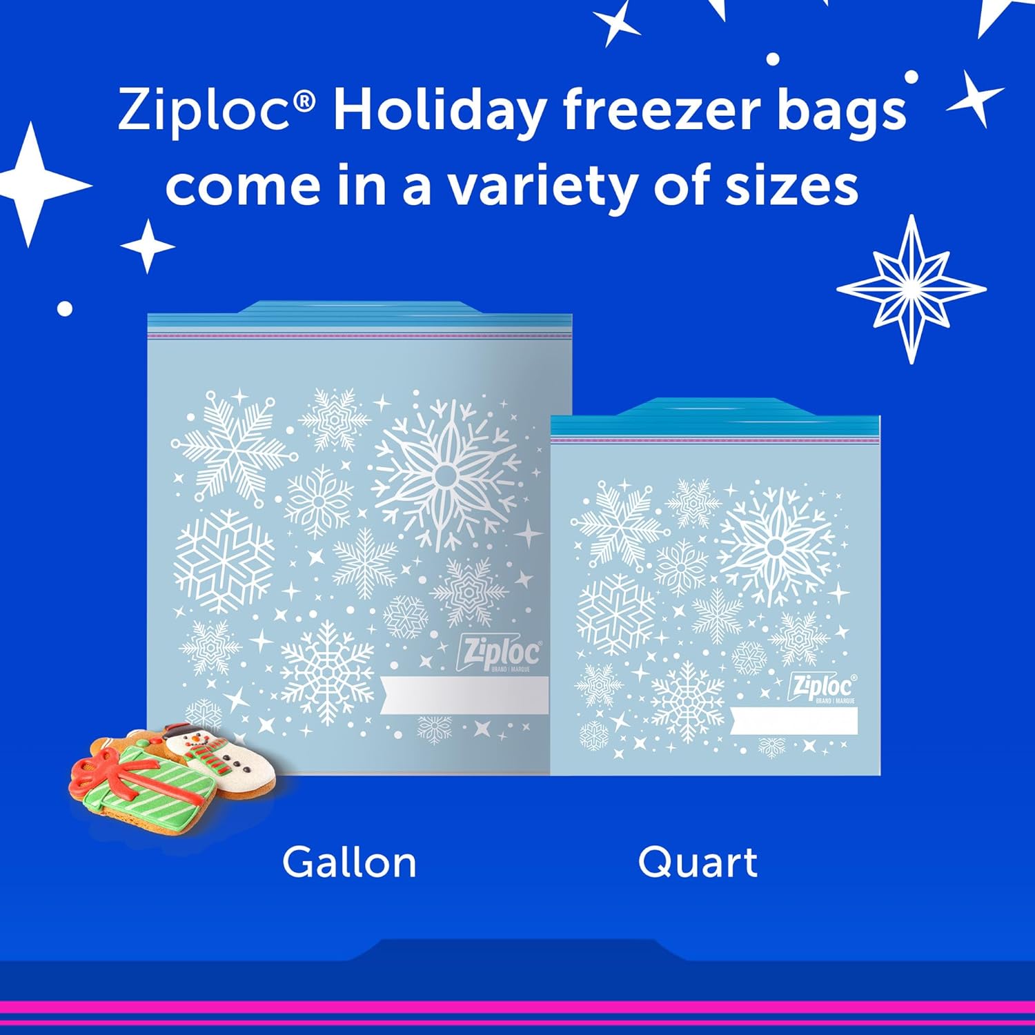 Ziploc Gallon Food Storage Freezer Bags, Stay Open Design with Stand-Up Bottom, Easy to Fill, 60 Count