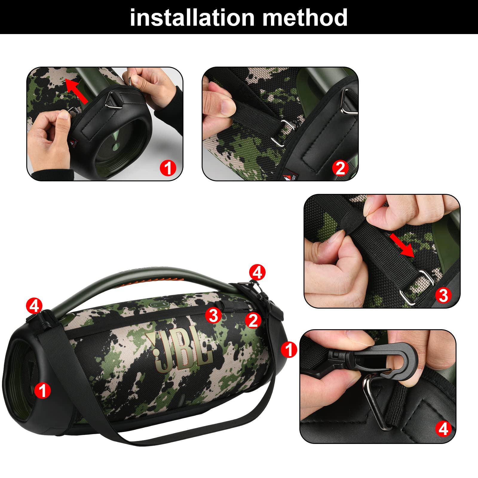 Travel Carrying Strap for JBL Boombox 3/Boombox 3 Wi-Fi Waterproof Portable Bluetooth Speaker
