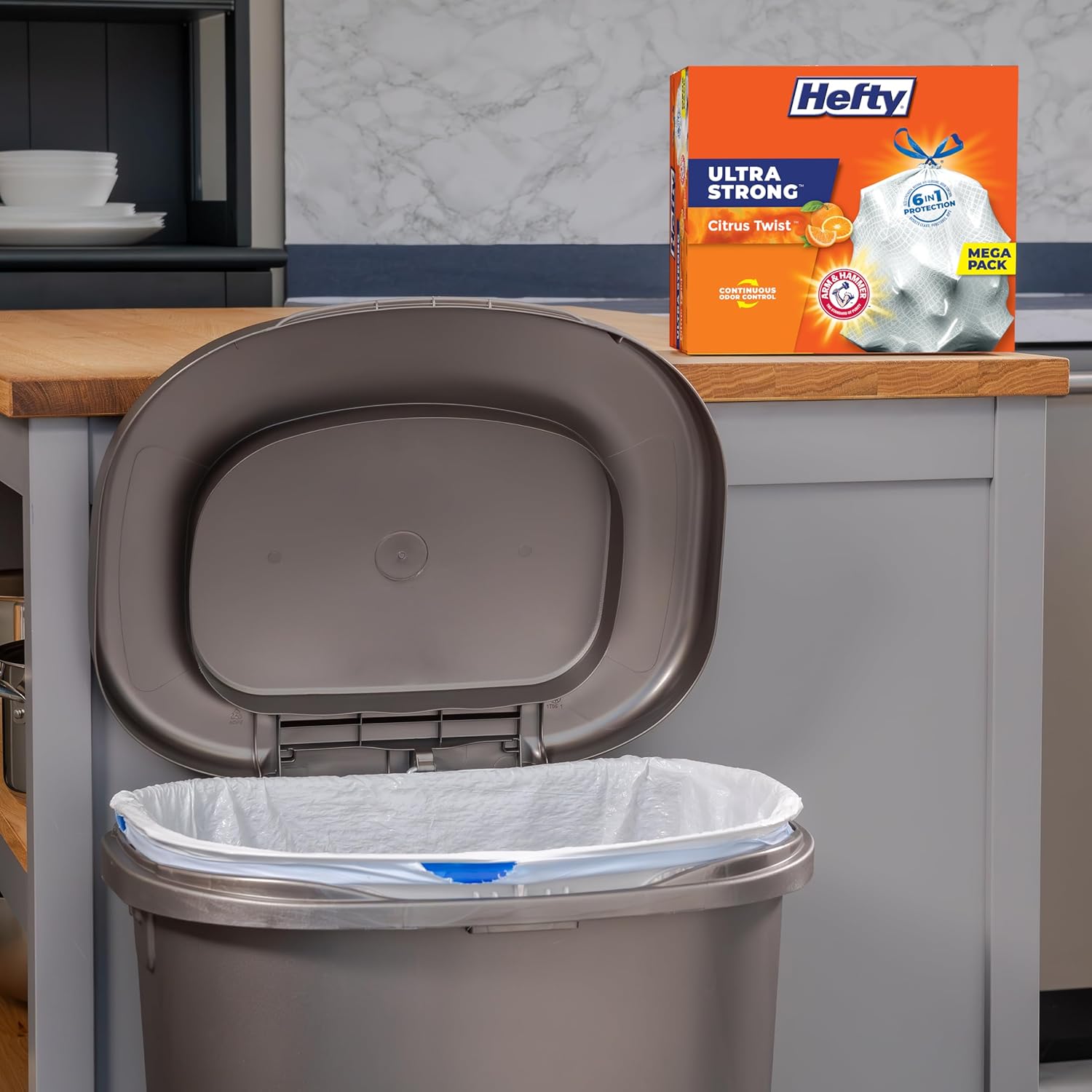 Hefty Ultra Strong Tall Kitchen Trash Bags, Lavender & Sweet Vanilla Scent, 13 Gallon, 80 Count