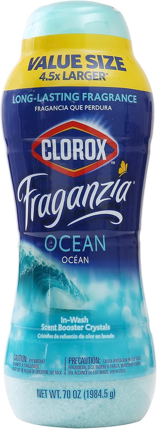 Clorox Fraganzia In-Wash Scent Booster Crystals in Ocean Scent, 18 Oz Twin Pack | Laundry Scent Booster Crystals | In-wash Scent Booster for Fresh Laundry in Ocean Scent 18 Ounce Twin Pack, 36oz
