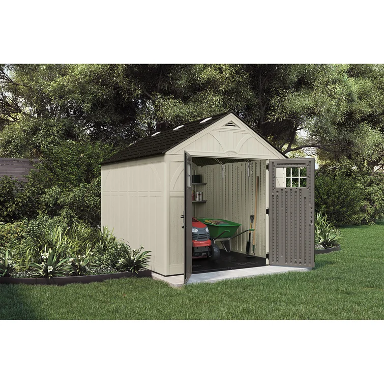 Suncast Outdoor Vanilla 8 ft. W x 10 ft. D Resin Storage Shed