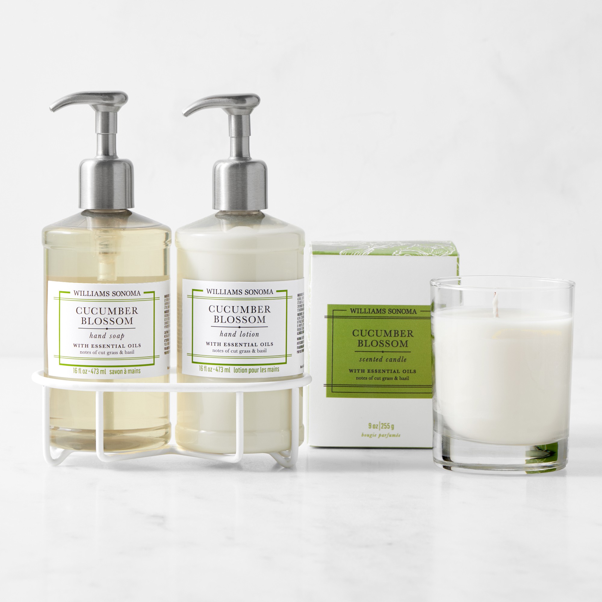 Williams Sonoma Cucumber Blossom Hand Soap, Lotion & Candle 4-Piece Set