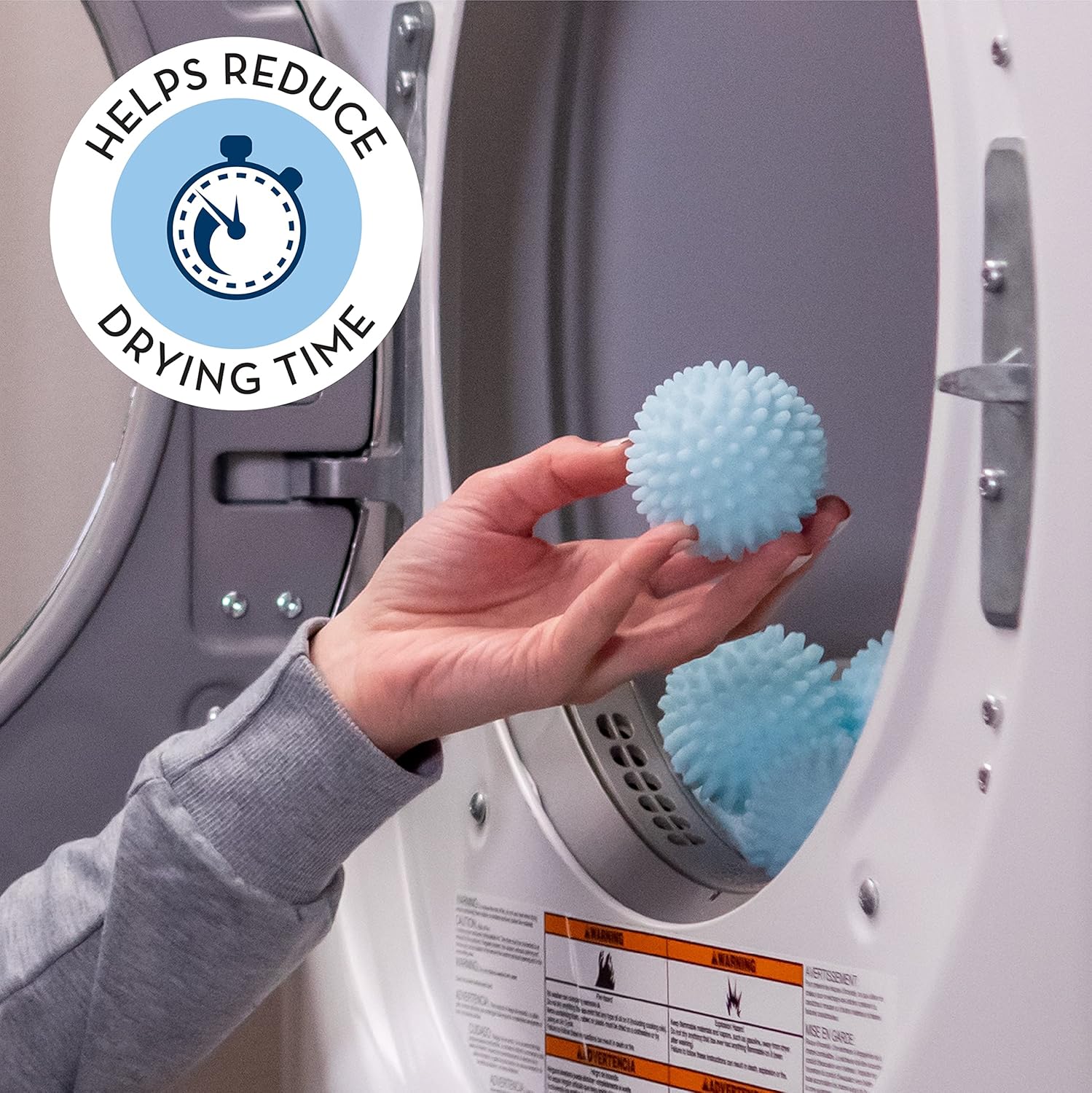 S&T INC. Reusable Dryer Balls, Fabric Softener for Laundry, Blue, 2.5 in, 6 Pack