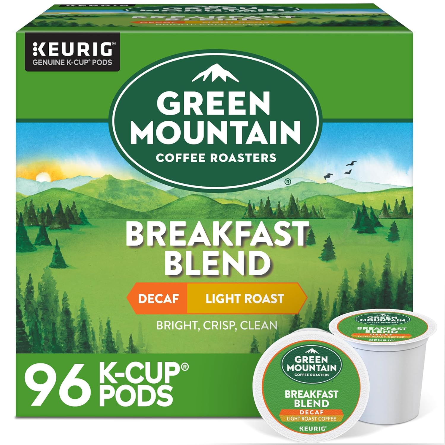 Green Mountain Coffee Roasters Breakfast Blend Single-Serve Keurig K-Cup Pods, Light Roast Coffee, 96 Count