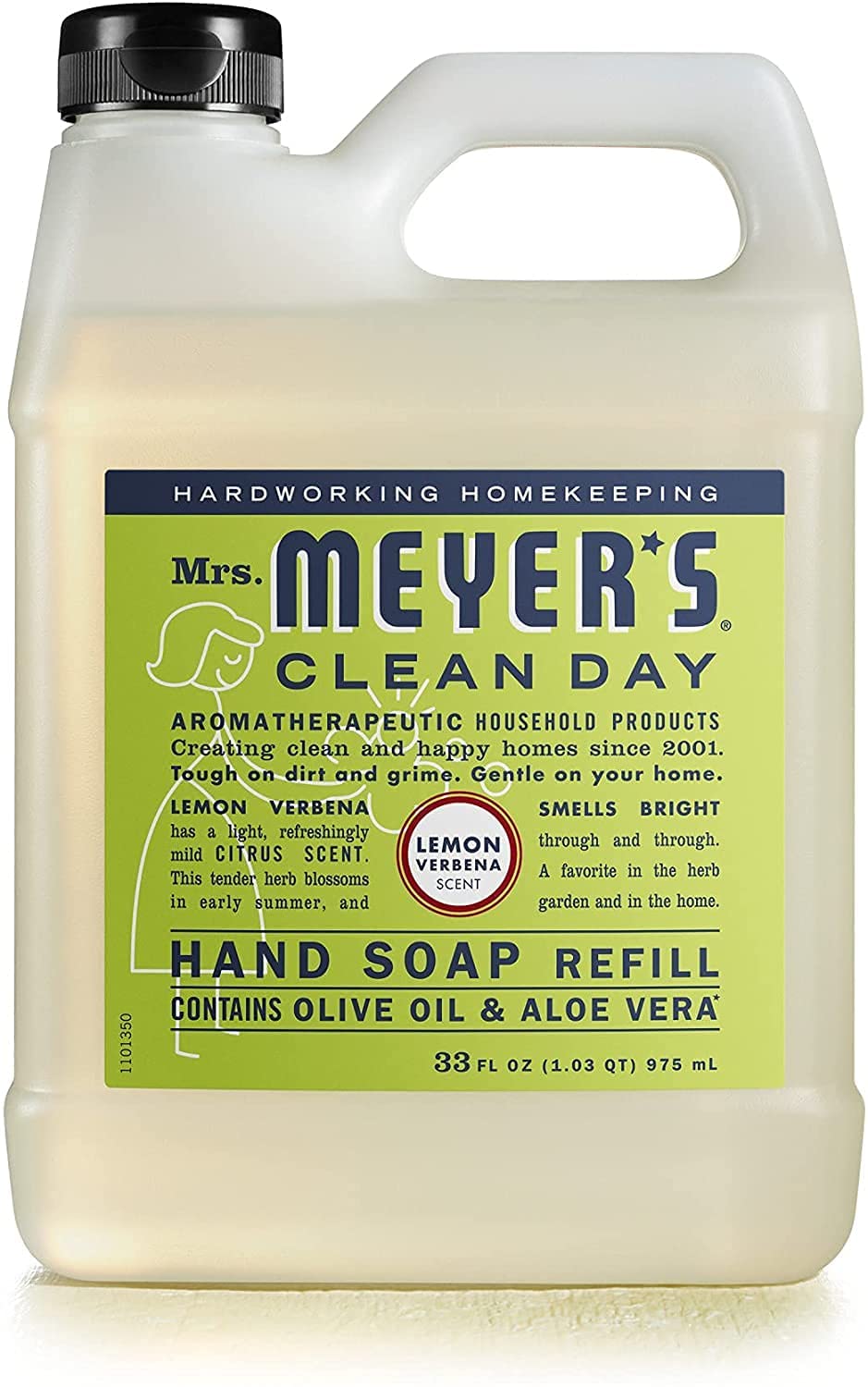 MRS. MEYER'S CLEAN DAY Liquid Hand Soap Refill, Cruelty Free and Biodegradable Formula, Lemon Verbena Scent, 33 oz
