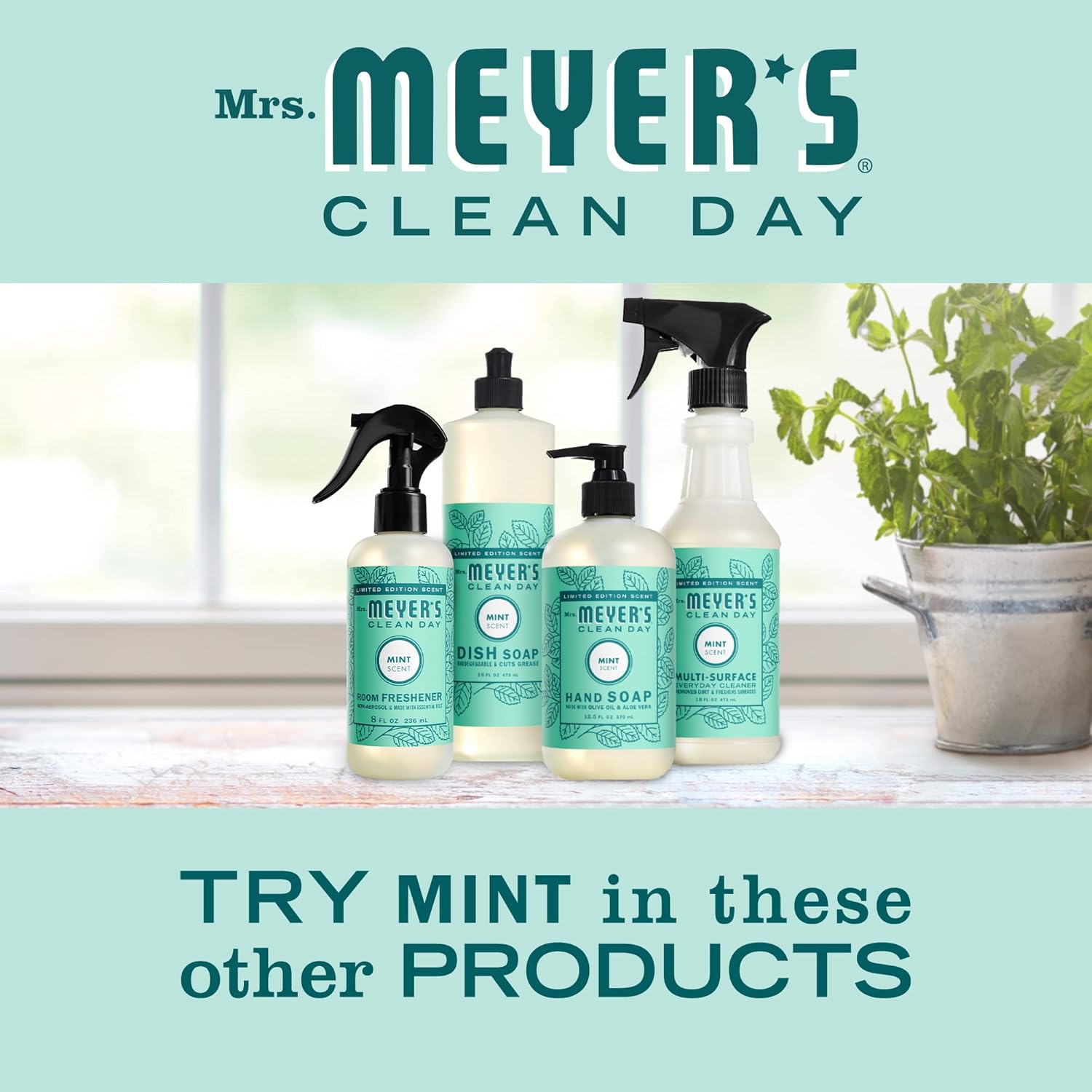 MRS. MEYER'S CLEAN DAY Liquid Dish Soap, Biodegradable Formula, Basil, 16 fl. oz - Pack of 3