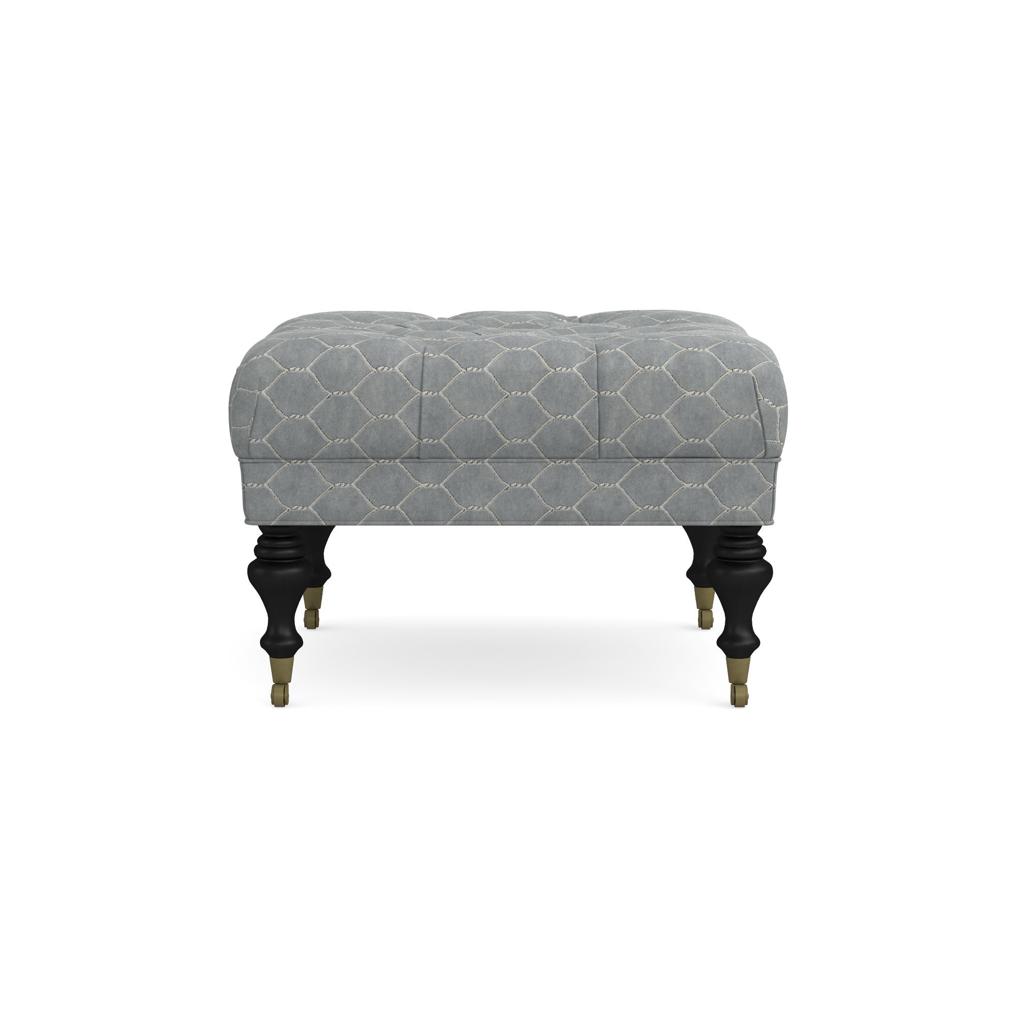Sanderson x Giles Deacon Fairfax Bench Ottoman, Turned Leg with Tufted Top (26