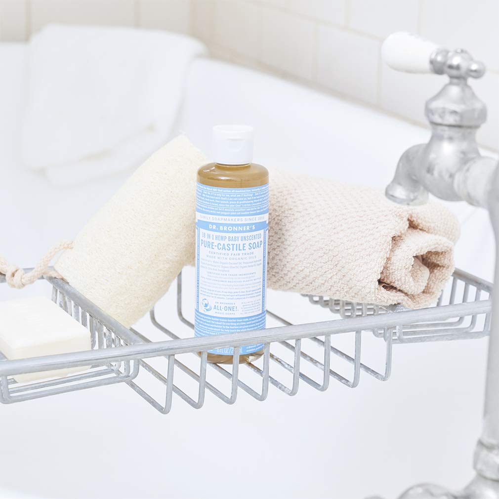 Dr. Bronner's - Pure-Castile Liquid Soap (Baby Unscented, 8 Ounce) - Made with Organic Oils, 18-in-1 Uses: Face, Hair, Laundry, Dishes, For Sensitive Skin, Babies, No Added Fragrance, Vegan, Non-GMO