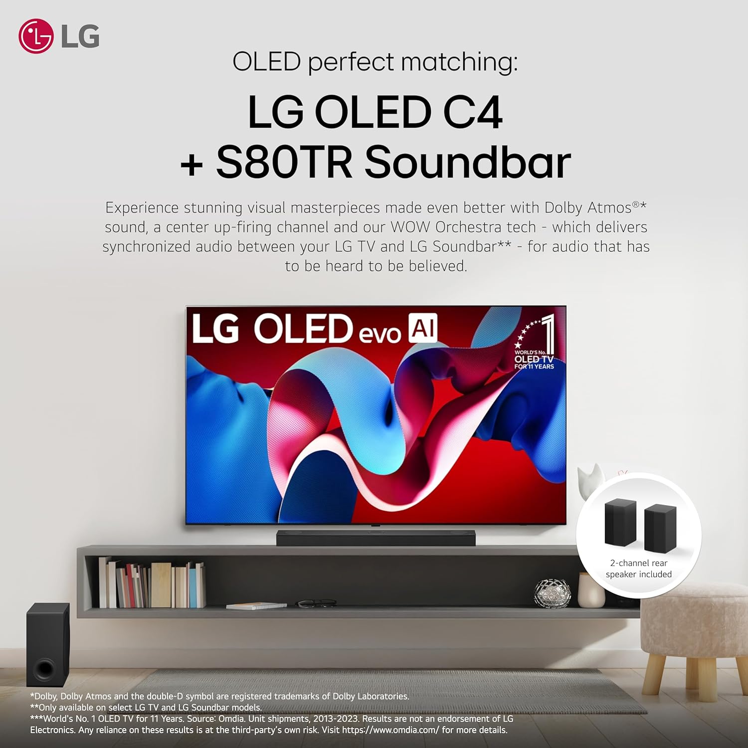 LG 83-Inch Class OLED evo C4 Series Smart TV 4K Processor Flat Screen with Magic Remote AI-Powered with Alexa Built-in (OLED83C4PUA, 2024)