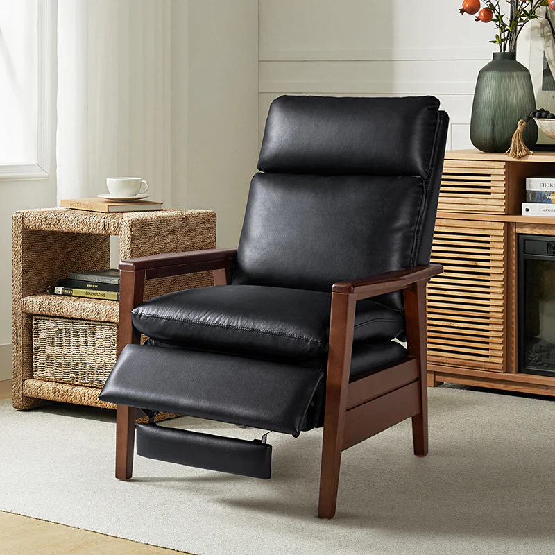Rainer Timeless Elegance Faux Leather Solid Wood Recliner