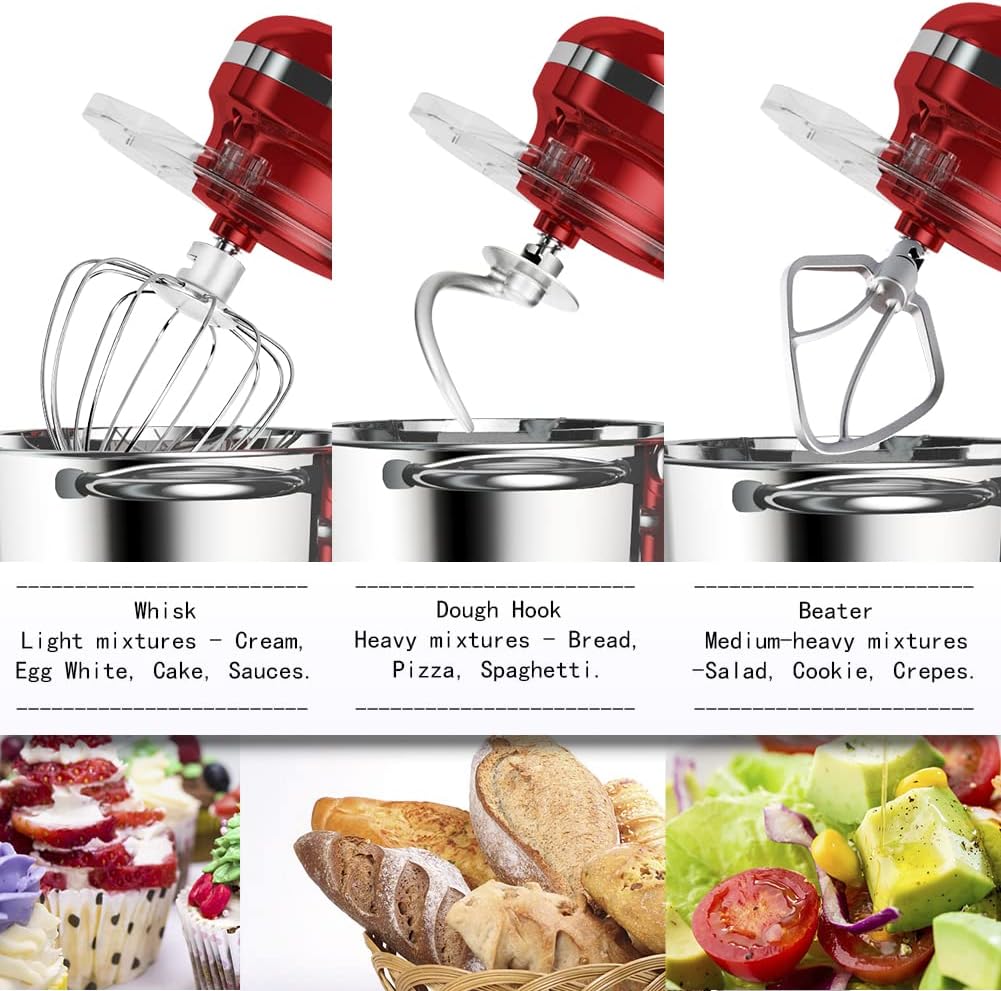 Aucma Stand Mixer,6.5-QT 660W 6-Speed Tilt-Head Food Mixer, Kitchen Electric Mixer with Dough Hook, Wire Whip & Beater (6.5QT, Black)