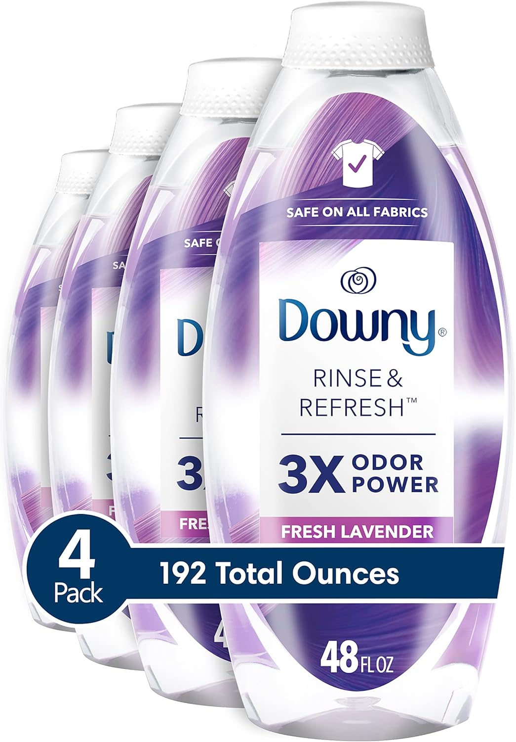 Downy Rinse & Refresh Laundry Odor Remover And Fabric Softener, Cool Cotton, 48 Fl Oz, HE Compatible Laundry Sanitizer, Safe On All Fabrics, Fabric Softener Liquid