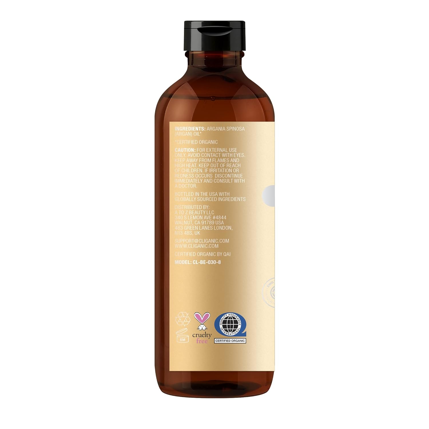 Cliganic Organic Argan Oil, 100% Pure - for Hair, Face & Skin | Cold Pressed Carrier Oil