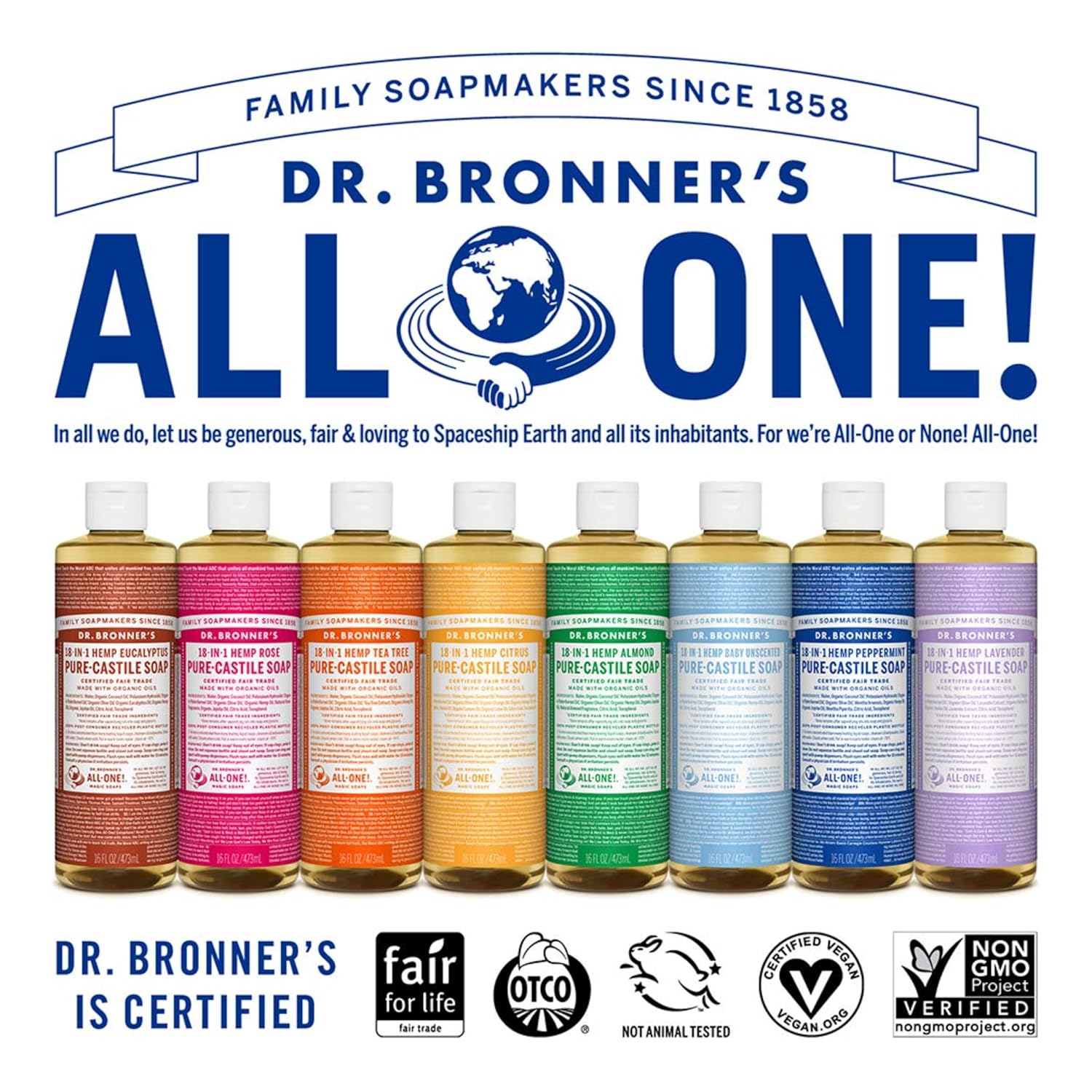Dr. Bronner's - Pure-Castile Liquid Soap (Baby Unscented, 8 Ounce) - Made with Organic Oils, 18-in-1 Uses: Face, Hair, Laundry, Dishes, For Sensitive Skin, Babies, No Added Fragrance, Vegan, Non-GMO