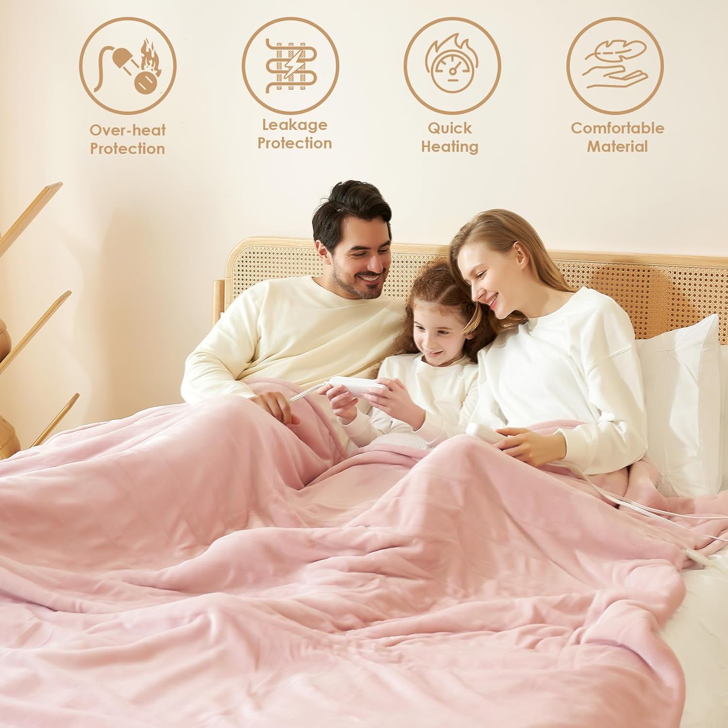 EHEYCIGA Heated Blanket Electric Blanket Throw - Heating Blanket with 9 Heating Levels & 10 Hours Auto Off, Soft Cozy Sherpa Washable Blanket with Fast Heating, 50 x 60 Inches