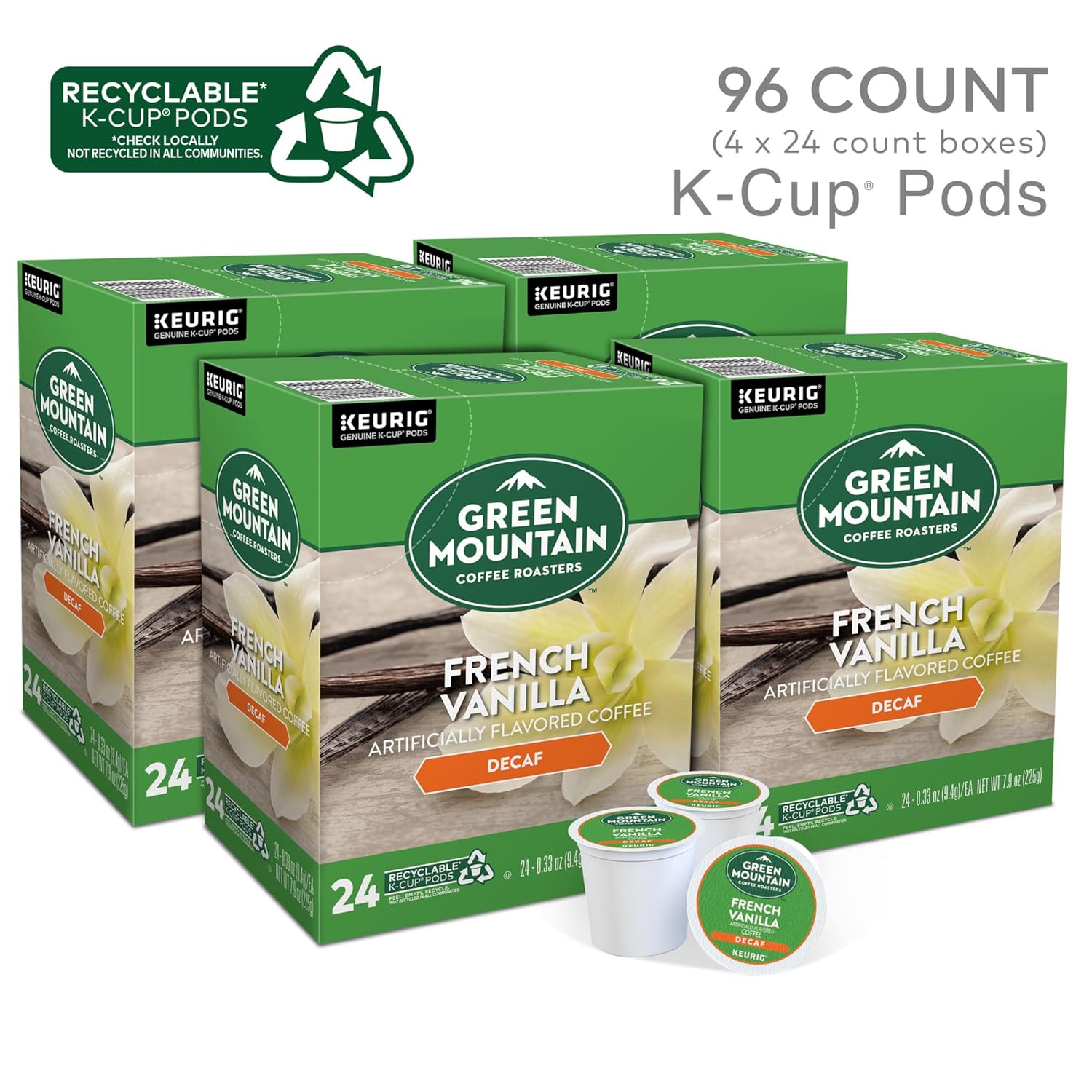 Green Mountain Coffee Roasters Caramel Vanilla Cream Keurig Single-Serve K-Cup pods, Light Roast Coffee, 72 Count (6 Packs of 12)