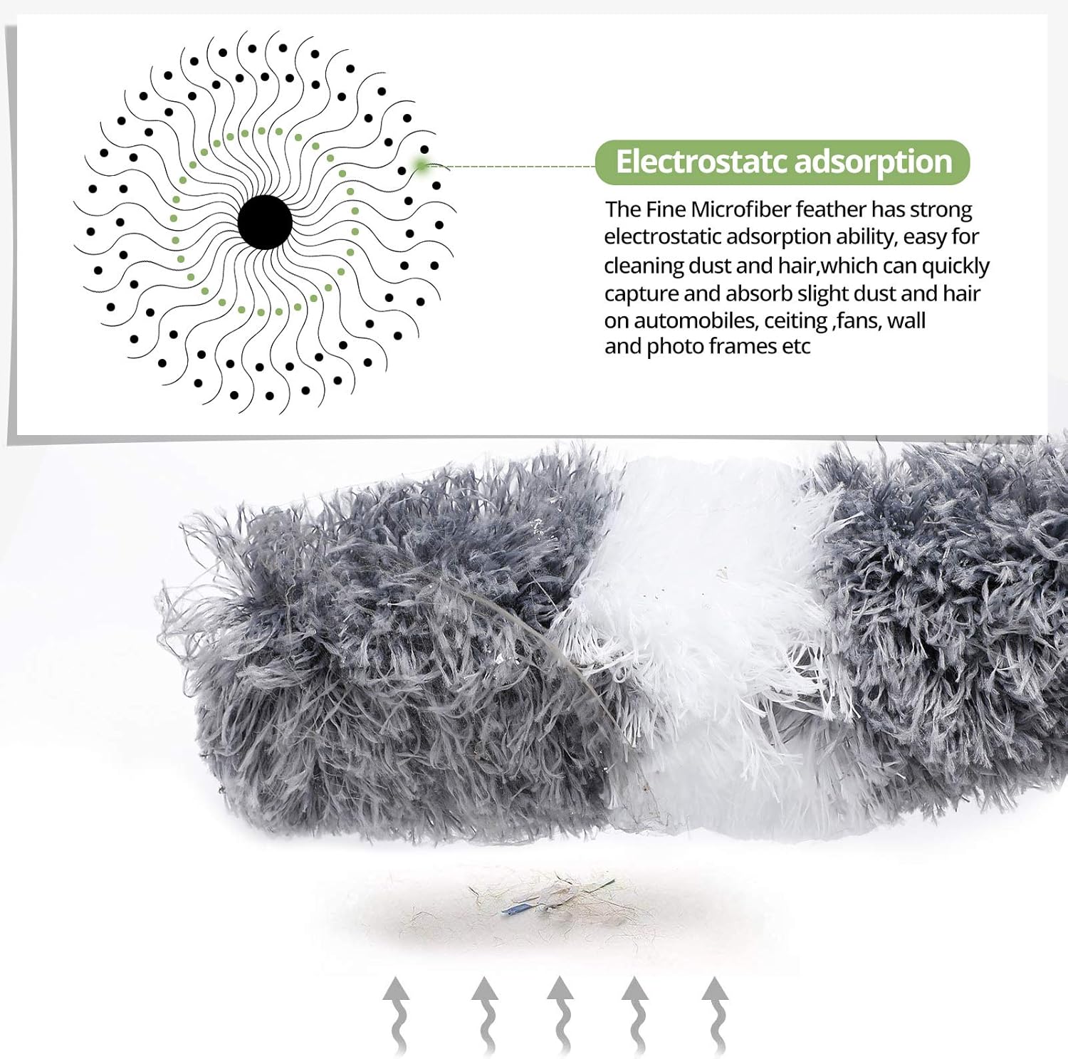 DELUX Microfiber Feather Duster Extendable Duster with 100 inches Extra Long Pole, Bendable Head & Long Handle Dusters for Cleaning Ceiling Fan, High Ceiling, Blinds, Furniture & Cars Gray