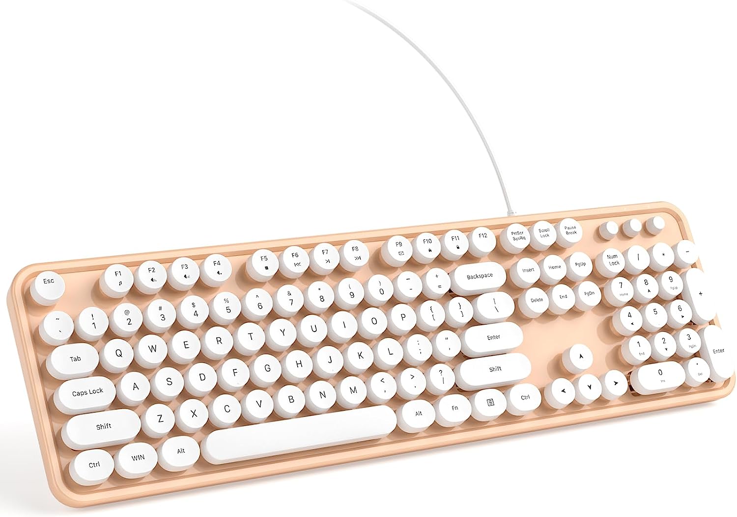 KNOWSQT Wired Computer Keyboard - Milk Tea Colorful Full-Size Round Keycaps Typewriter Keyboards for Windows, Laptop, PC, Desktop, Mac