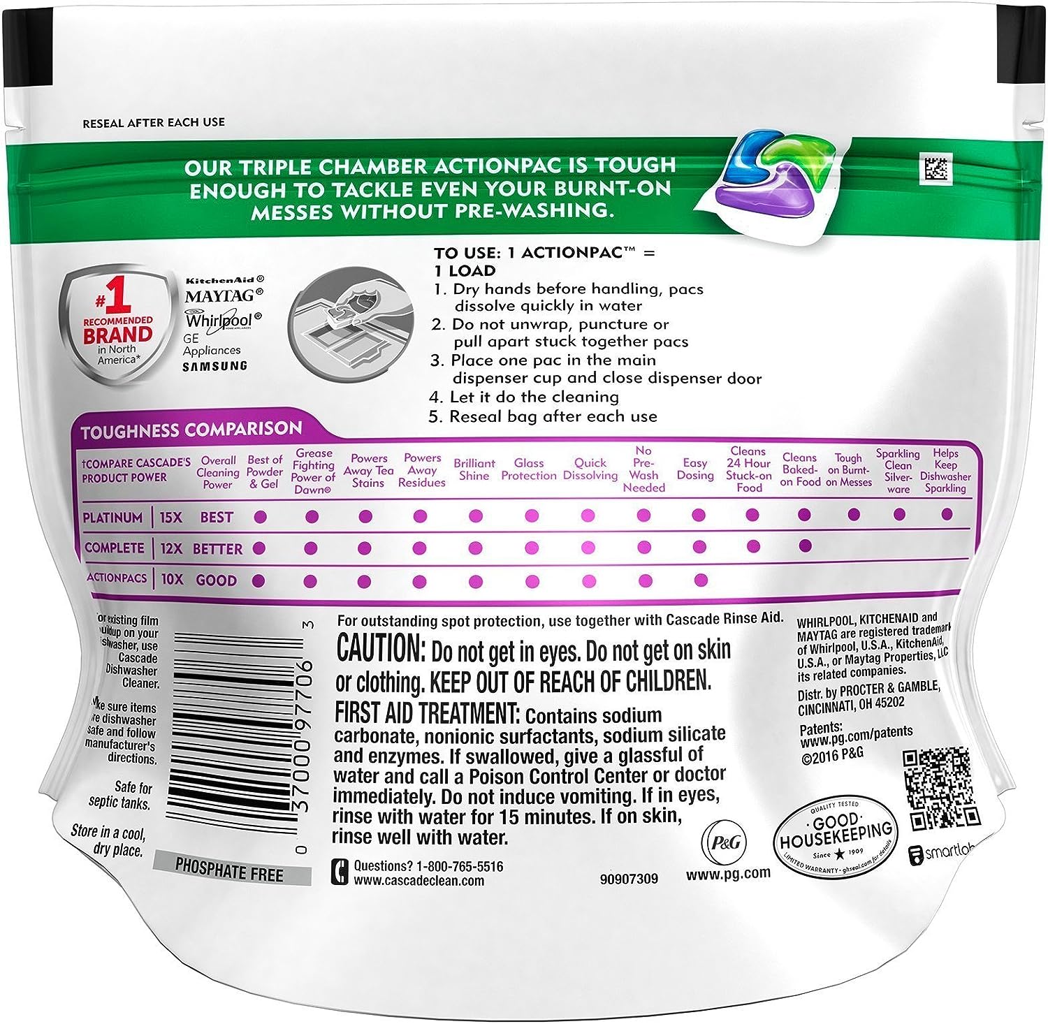 Cascade Platinum Dishwasher Pods, Dishwasher Detergent, Dishwasher Pod, Dishwasher Soap Pod, Actionpacs Dish Washing Pod, Lemon, 62 Count Dishwasher Detergent Pods