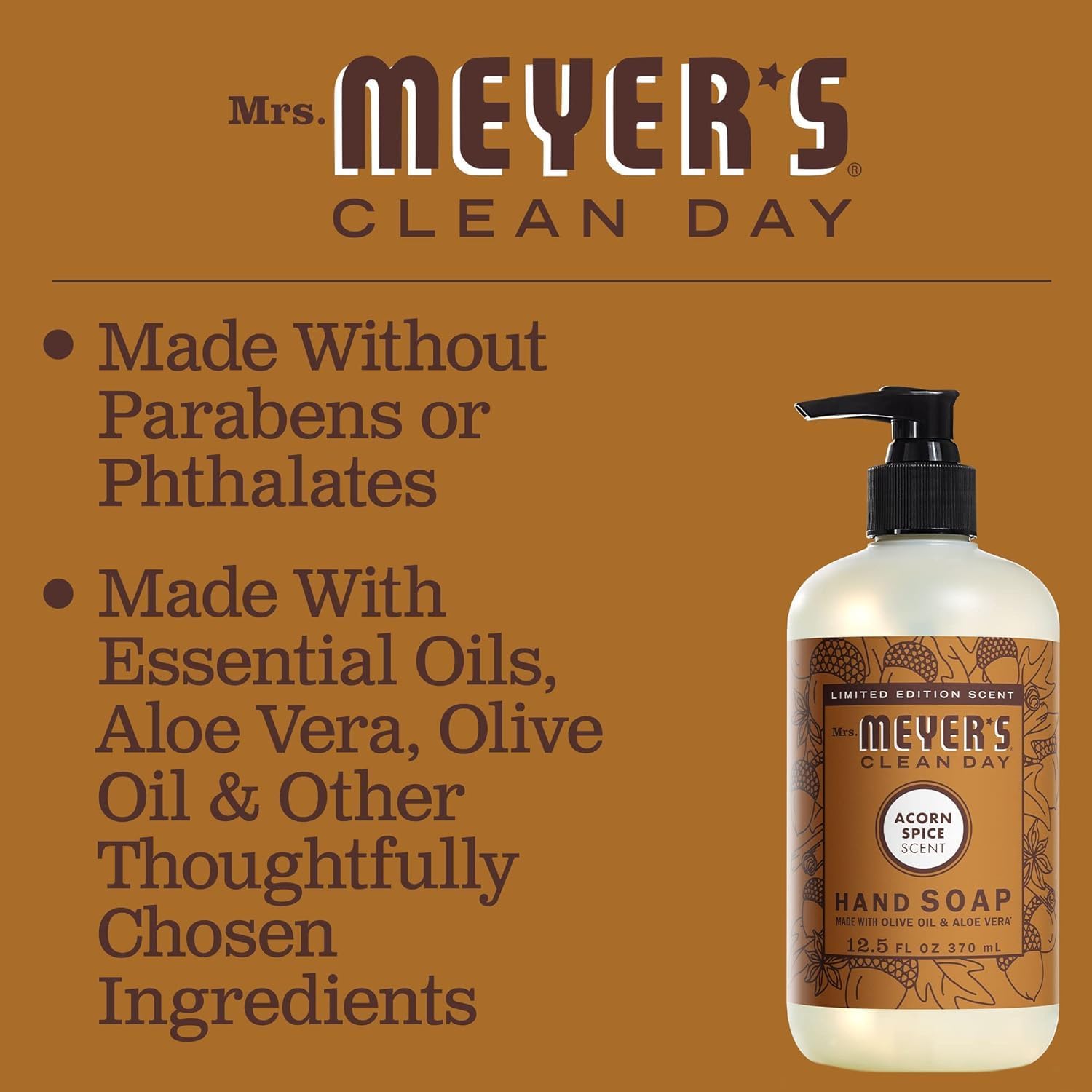 MRS. MEYER'S CLEAN DAY Hand Soap, Made with Essential Oils, Apple Cider, 12.5 Fl Oz (Pack of 3)