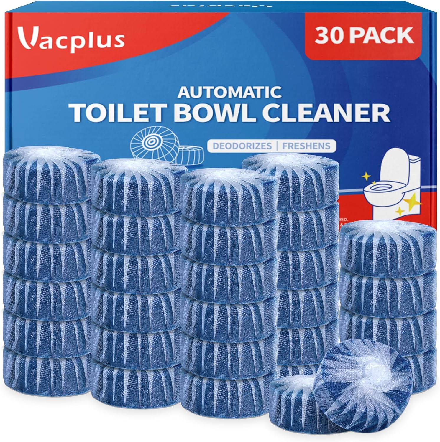 Vacplus Automatic Toilet Bowl Cleaner Tablets, Bathroom Toilet Tank Cleaner (12 PACK), VA-T165