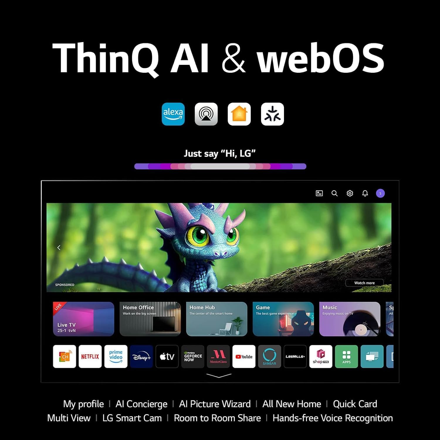 LG C3 Series 83-Inch Class OLED evo 4K Processor Smart Flat Screen Wall Mount TV with Magic Remote AI-Powered OLED83C3PUA, 2023 with Alexa Built-in