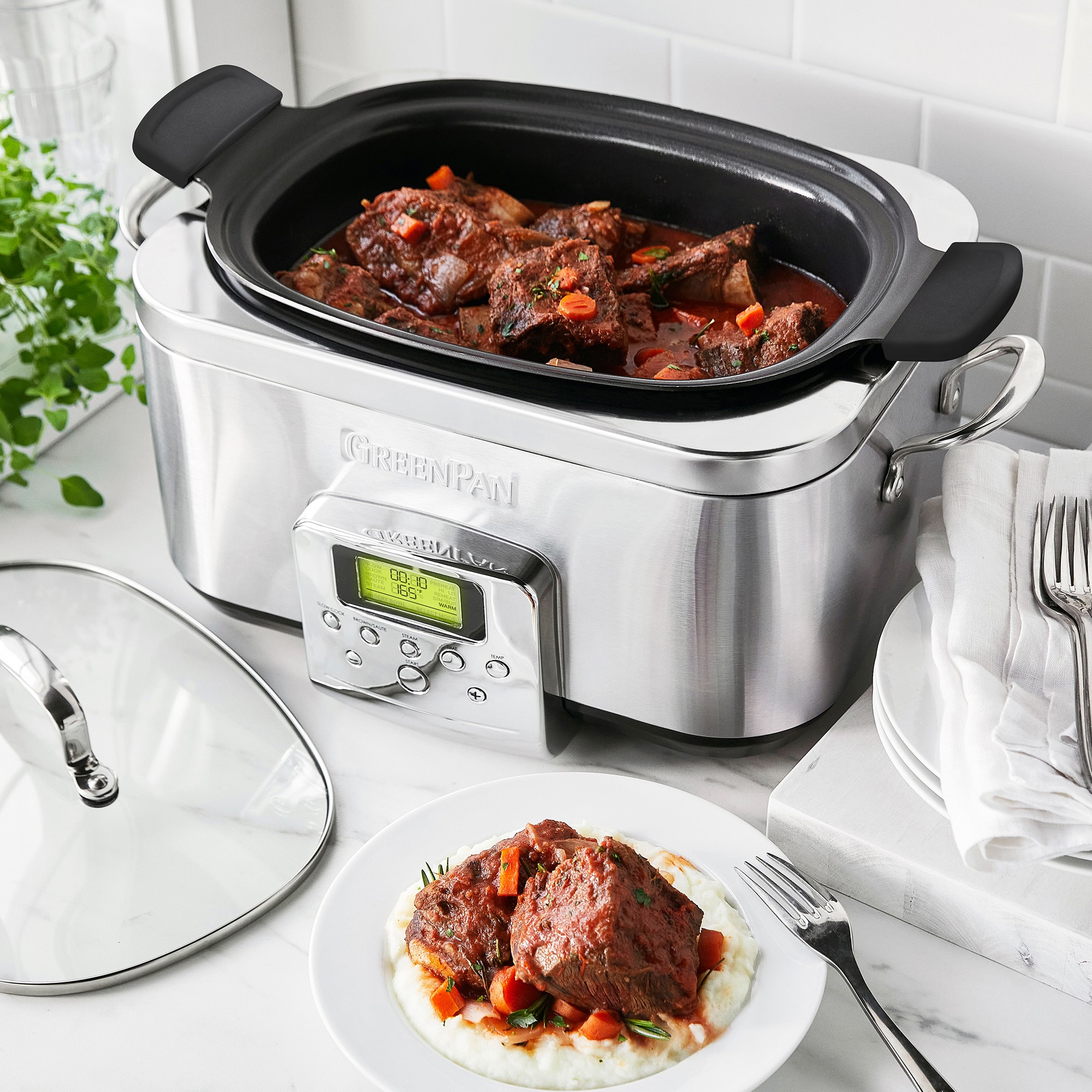 GreenPan™ Premiere Stainless-Steel Slow Cooker, 6-Qt.