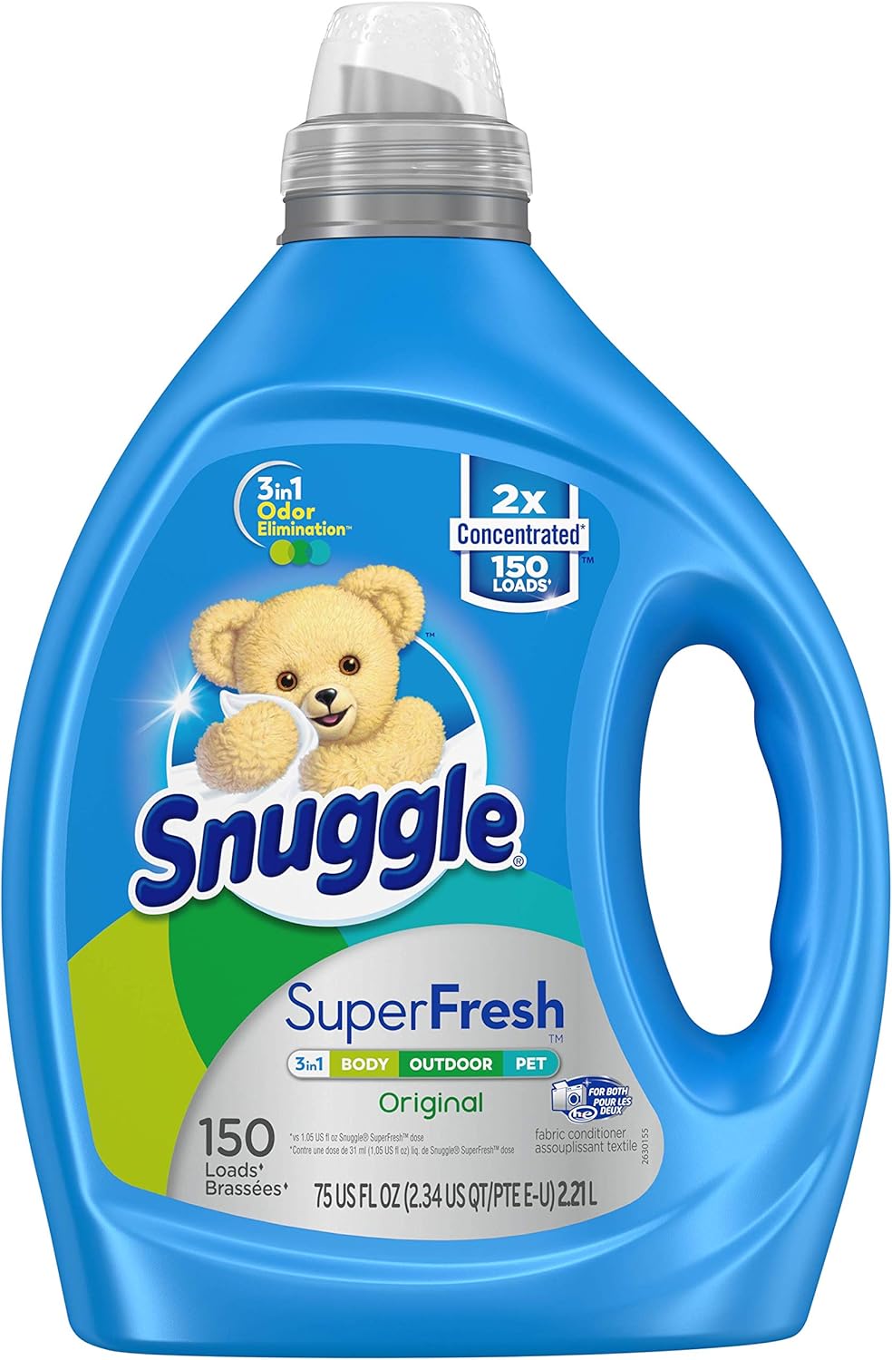 Snuggle Liquid Fabric Softener, SuperFresh Original, Eliminates Tough Odors, 2X Concentrated, 150 Loads