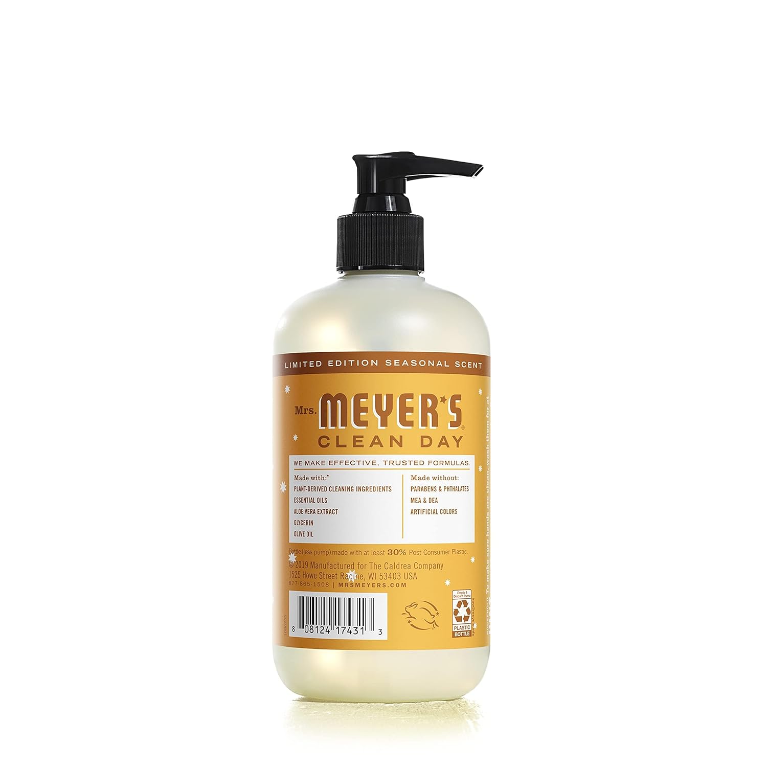 MRS. MEYER'S CLEAN DAY Hand Soap, Made with Essential Oils, Biodegradable Formula, Honeysuckle, 12.5 fl. oz - Pack of 3