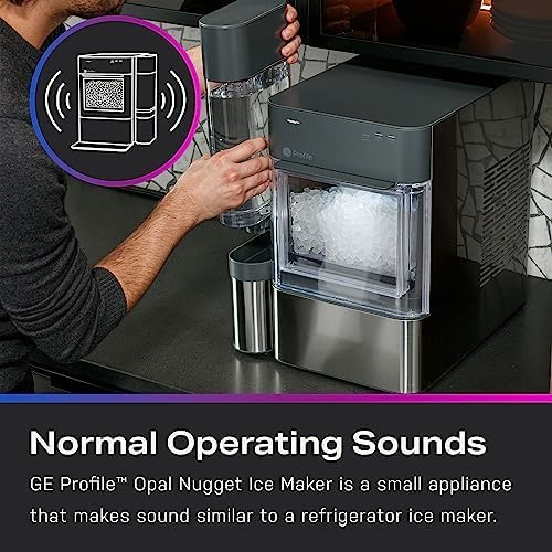 GE Profile Opal 2.0 XL with 1 Gallon Tank, Chewable Crunchable Countertop Nugget Ice Maker, Scoop included, 38 lbs in 24 hours, Pellet Ice Machine with WiFi & Smart Connected, Stainless Steel（Free cleaning kit + filter）