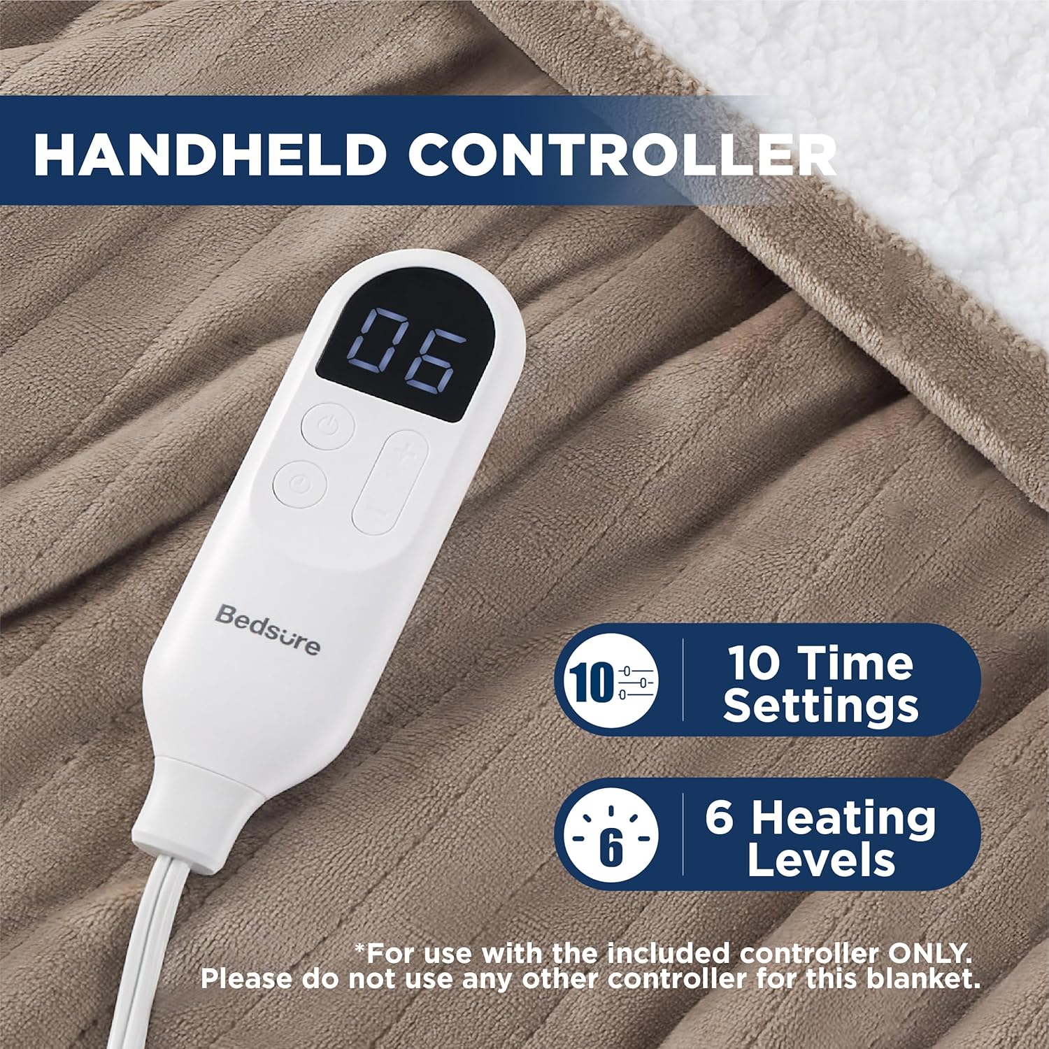 Bedsure Heated Blanket Electric Throw - Soft Flannel Electric Blanket, Heating Blanket with 4 Time Settings & 6 Heat Settings, Warm Blanket Gift for Grandma (50x60 inches, Grey)