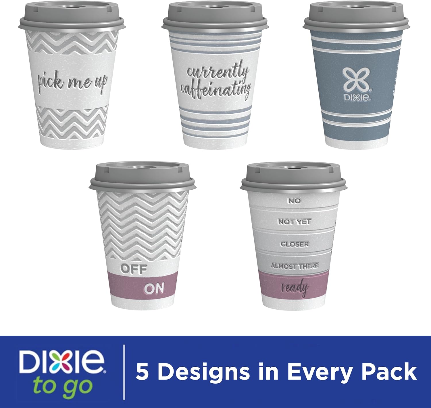 Dixie To Go Medium Paper Coffee Cups With Lids, 12 Oz, 14 Count, Disposable Cups For On-The-Go Hot Beverages