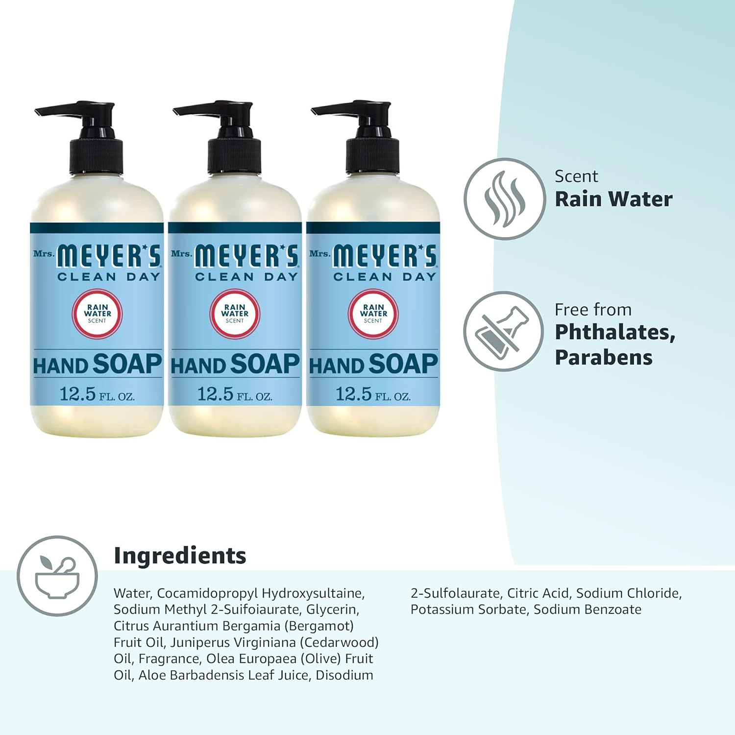 MRS. MEYER'S CLEAN DAY Liquid Hand Soap Refill, Rainwater, 33 OZ