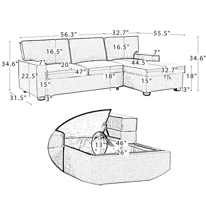 Sendera Upholstered Sleeper Sofa with Storage