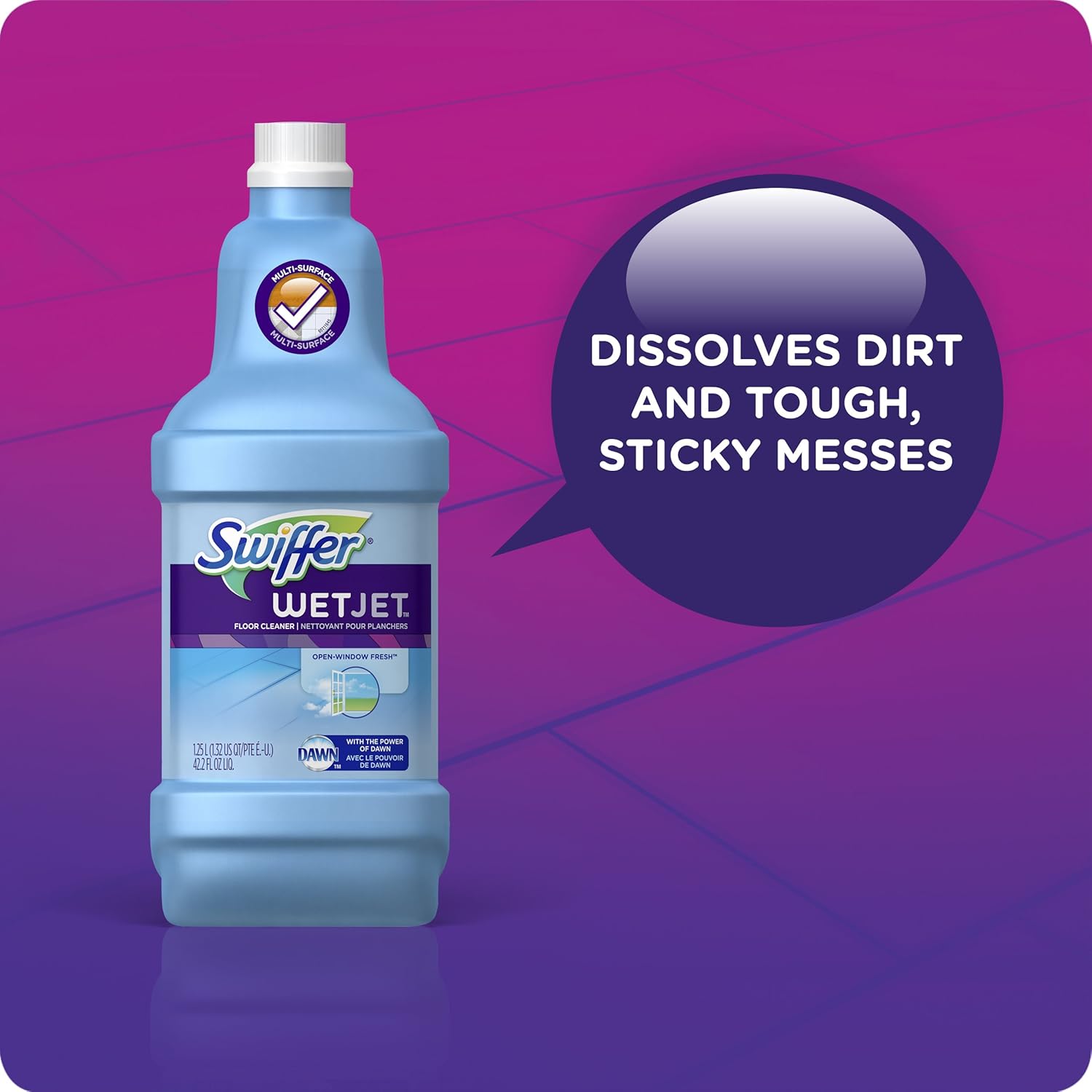 Swiffer WetJet Multi-Purpose Floor Cleaner Solution with Febreze Refill, Lavender Scent, 1.25 Liter -42.2 Fl Oz (Pack of 2)