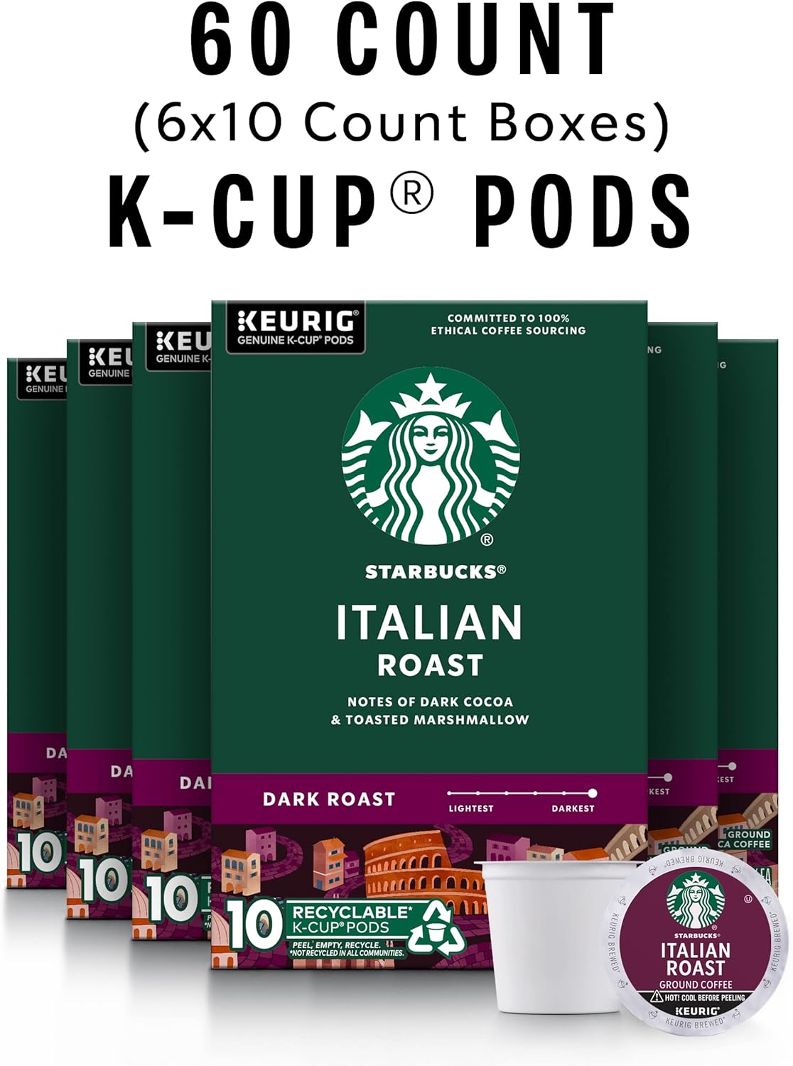 Starbucks K-Cup Coffee Pods, Dark Roast Coffee, French Roast for Keurig Brewers, 100% Arabica, 4 boxes (96 pods total)