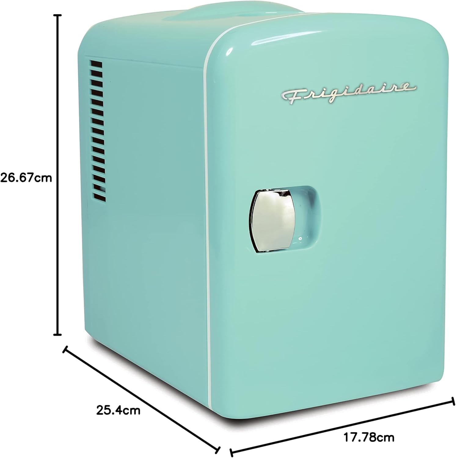 Frigidaire Mini Portable Compact Personal Fridge Cooler, 4 Liter Capacity Chills Six 12 oz Cans, 100% Freon-Free & Eco Friendly, Includes Plugs for Home Outlet & 12V Car Charger – Black