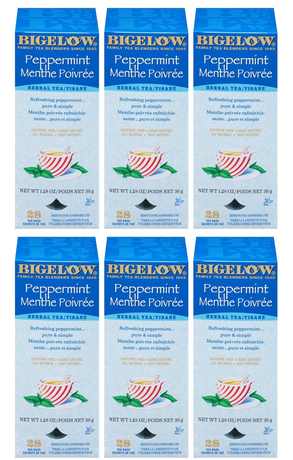 Bigelow Tea Lemon Ginger plus Probiotics Herbal Tea, Caffeine Free Tea with Lemon and Ginger, 18 Count Box (Pack of 6), 108 Total Tea Bags