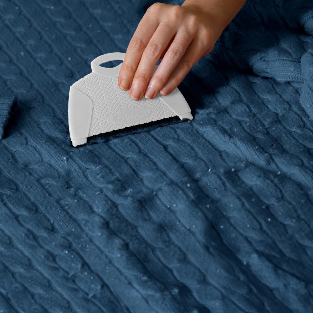 GLEENER Battery-Free Fabric Shaver & Lint Brush | Ultimate Fuzz Remover | Adjustable Depiller Lint Remover for Clothing & Furniture (Slate Blue)