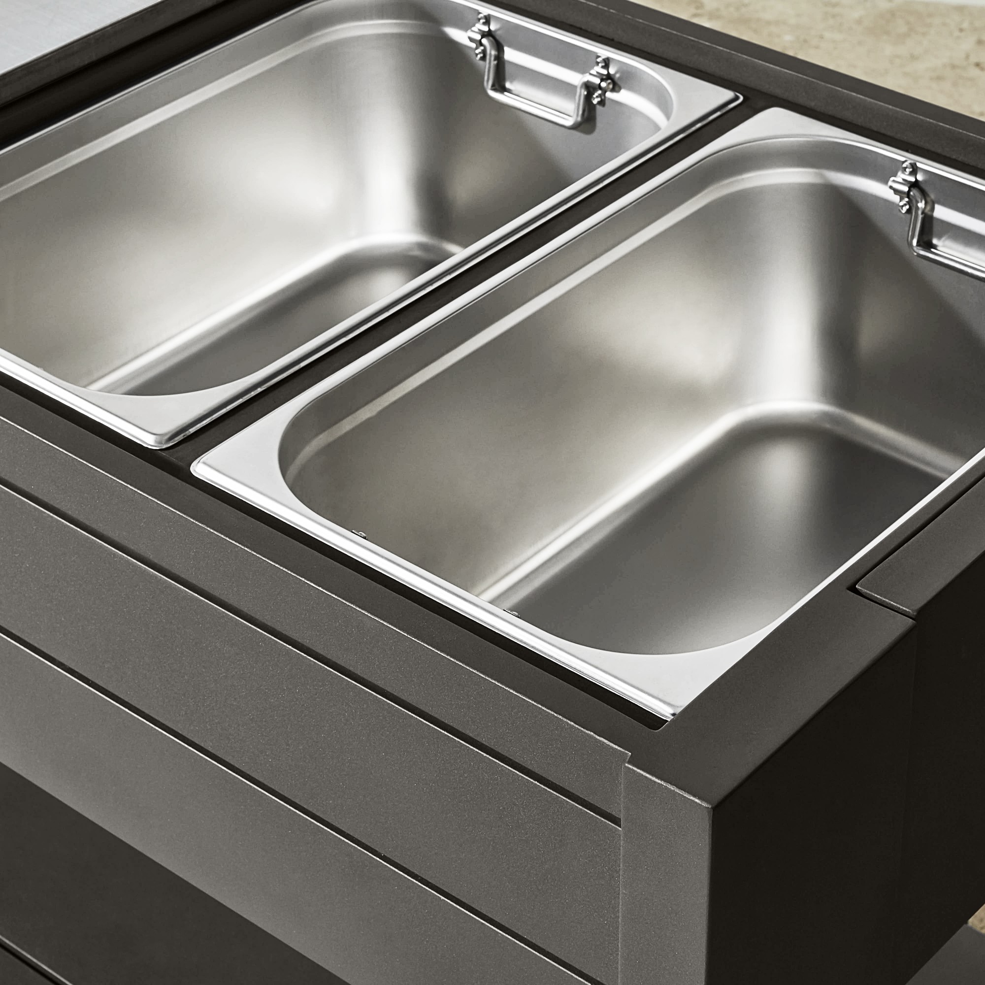 Larnaca Outdoor Slate Grey Metal Prep Table (58