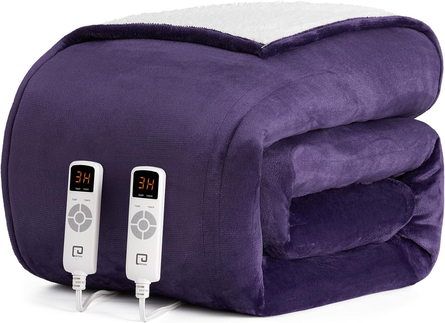 EHEYCIGA Heated Blanket Electric Blanket Throw - Heating Blanket with 9 Heating Levels & 10 Hours Auto Off, Soft Cozy Sherpa Washable Blanket with Fast Heating, 50 x 60 Inches