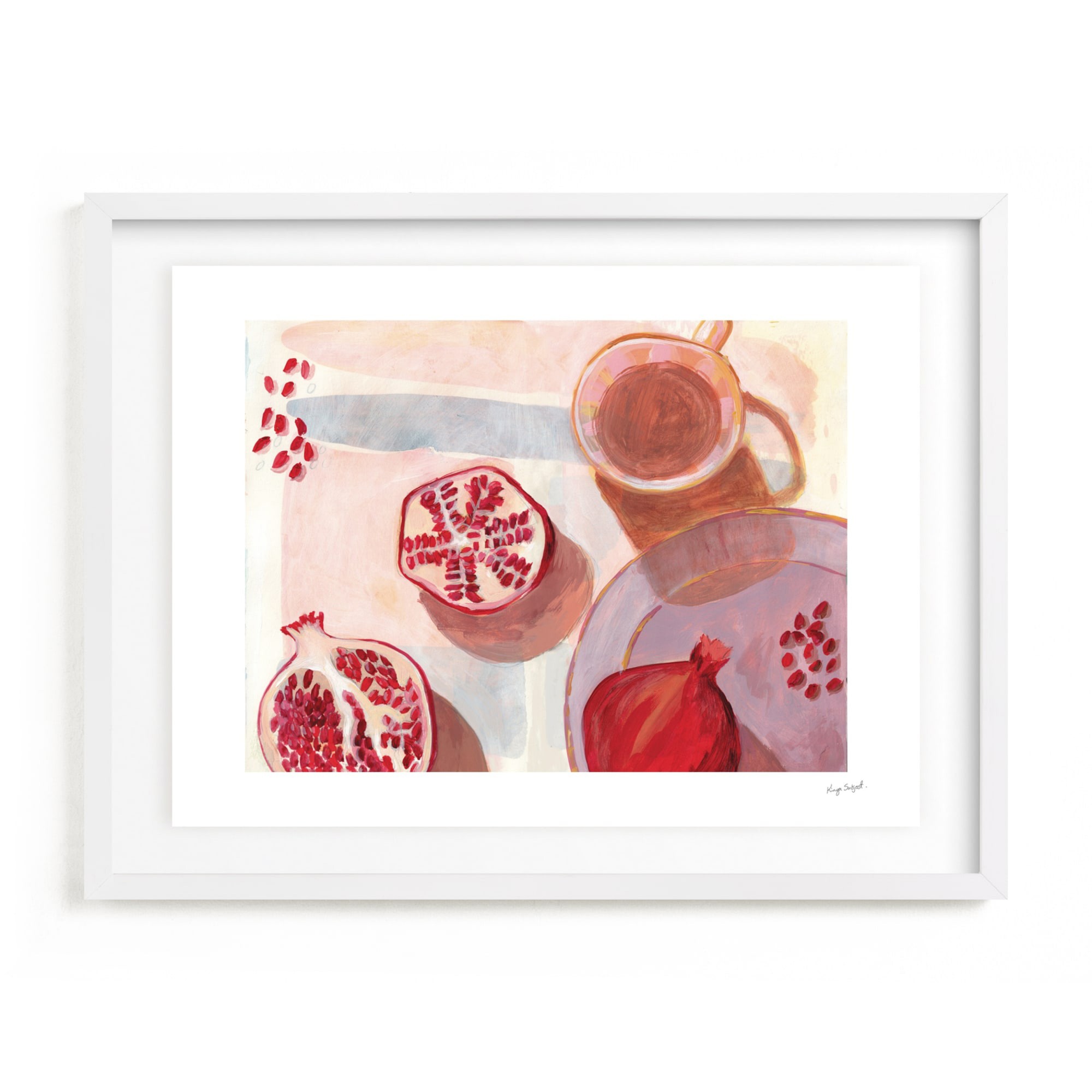 Pomegranate Flatlay Study Limited Edition Kitchen Art by Minted