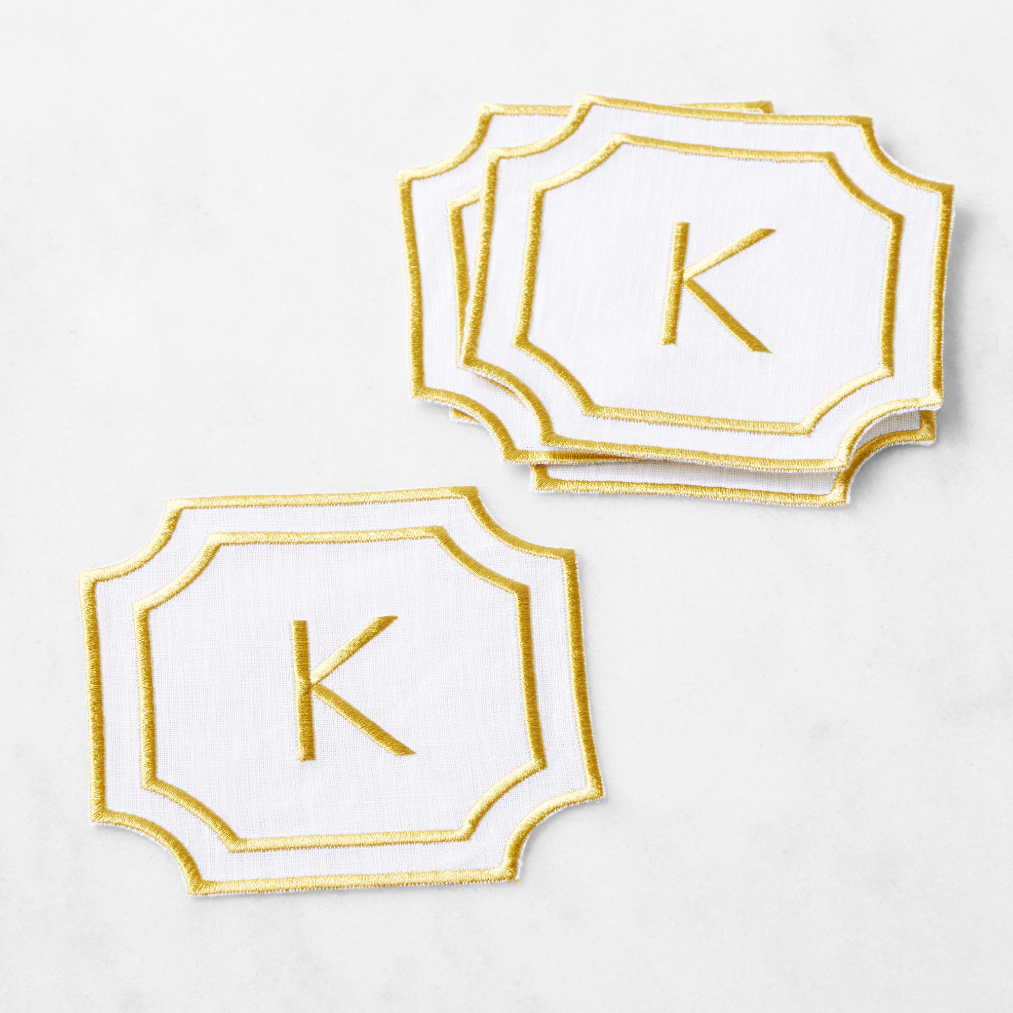 Cartouche Monogram Coasters, Set of 4