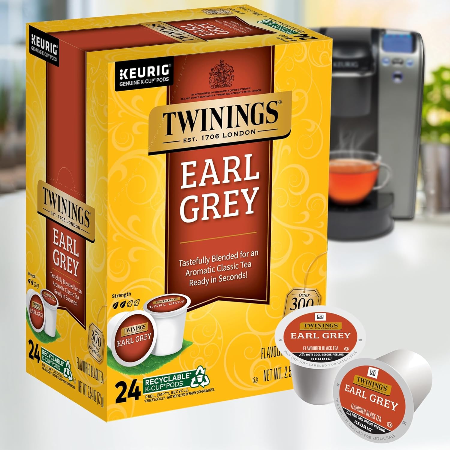 Twinings English Breakfast Black Tea K-Cup Pods for Keurig, 24 Count (Pack of 1), Smooth, Flavourful, Robust, Caffeinated, Enjoy Hot or Iced | Packaging May Vary