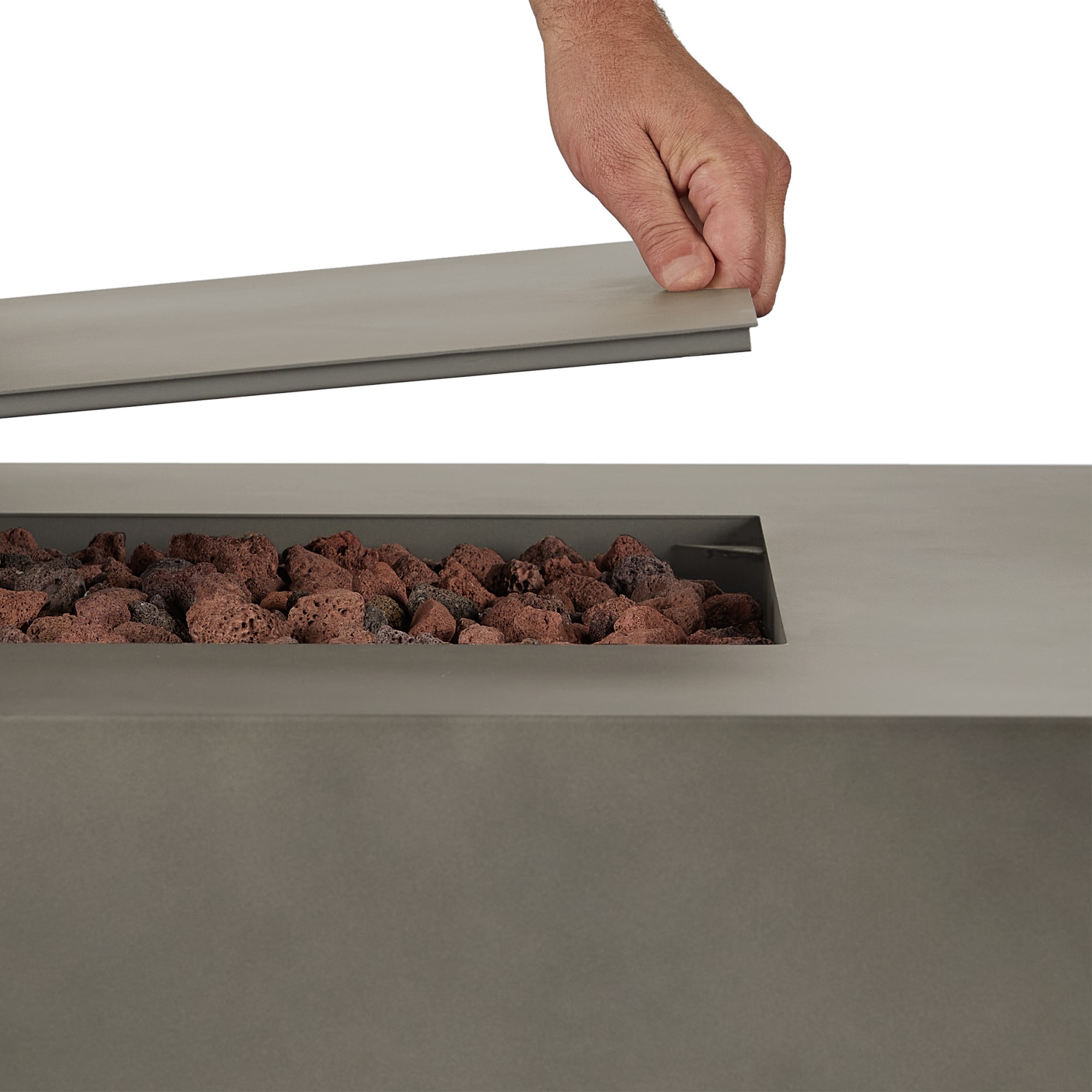 Cardona Mist Grey Rectangle Propane Fire Table with Natural Gas Conversion Kit (70