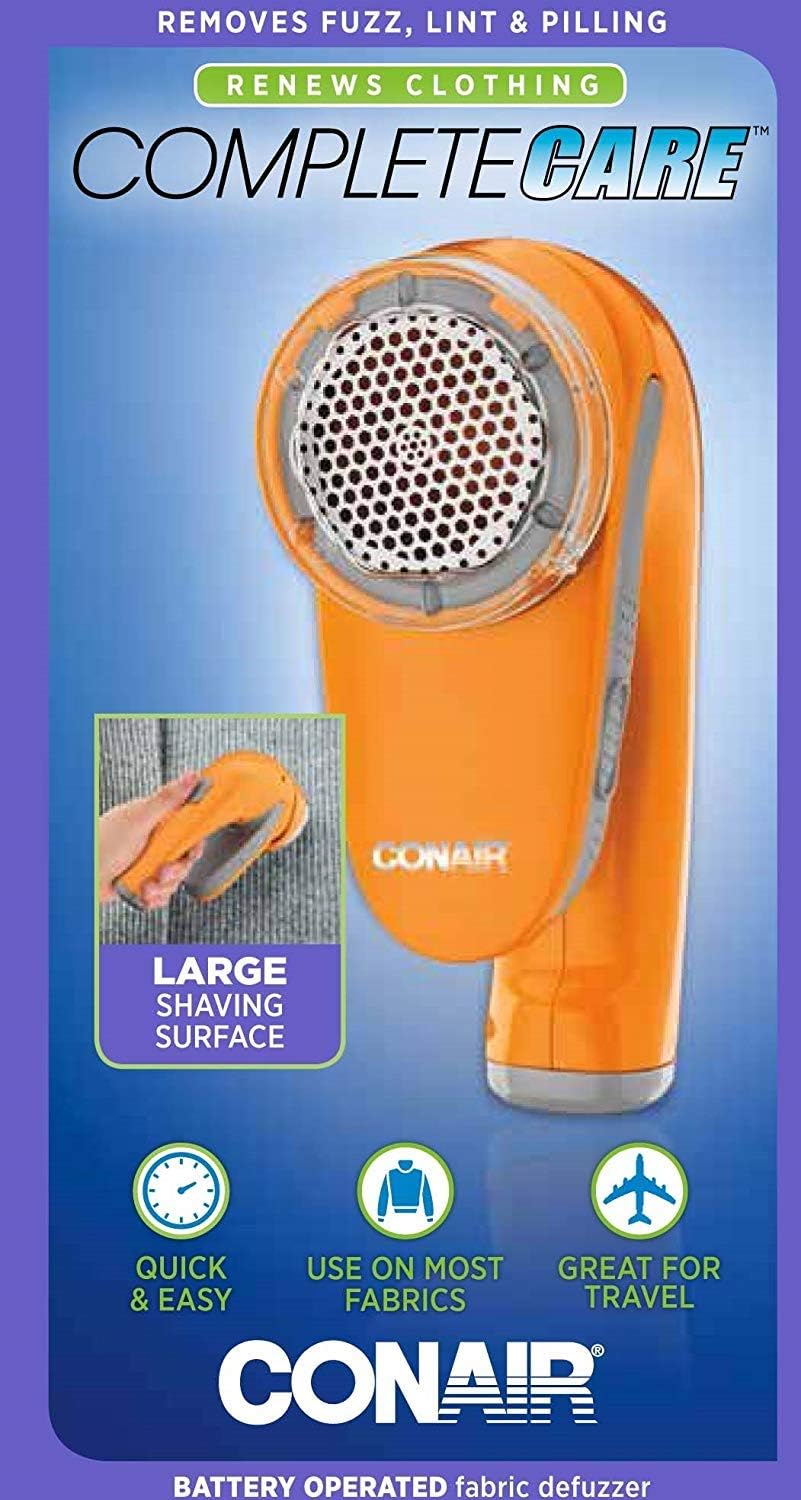 Conair Fabric Shaver and Lint Remover, Battery Operated Portable Fabric Shaver, White