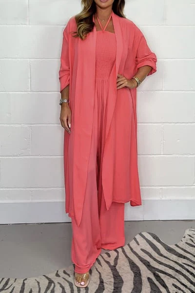 🎁2024 fashion women's backless lace-up 2-piece wide-leg set